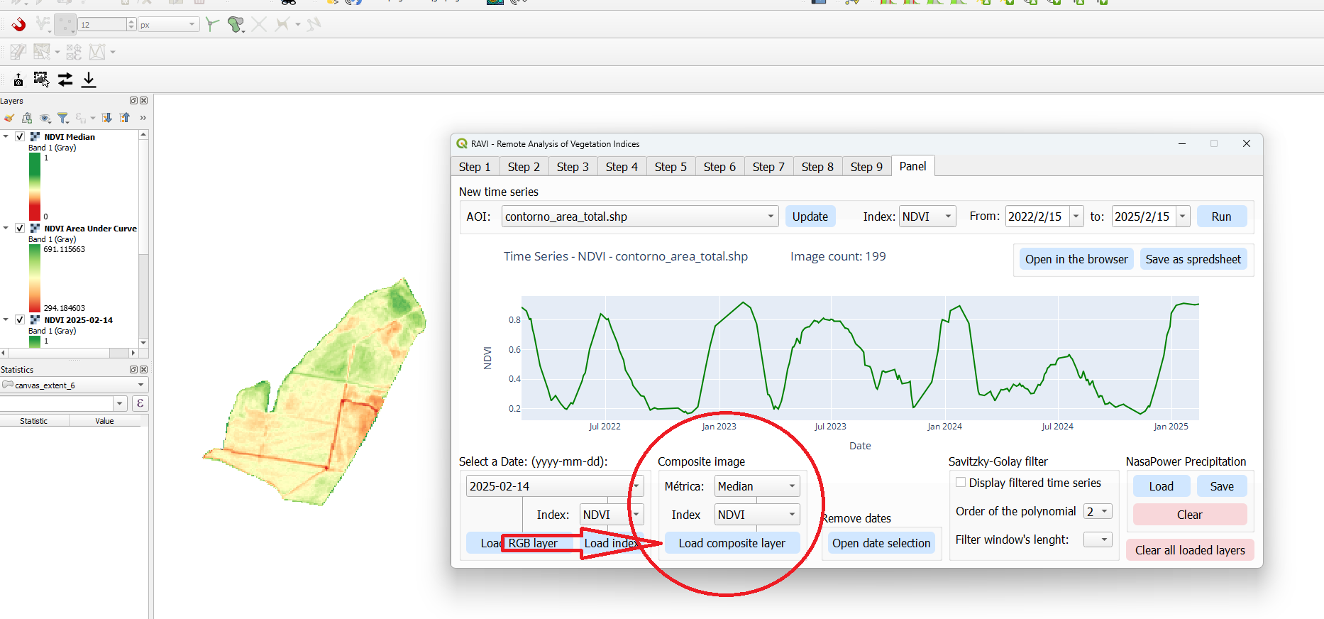 Composite vegetation index layer visualization