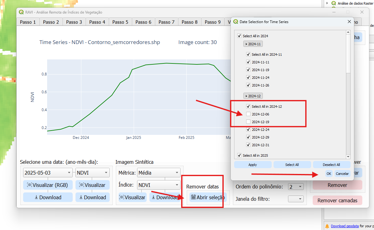 Interface da ferramenta de seleção de data