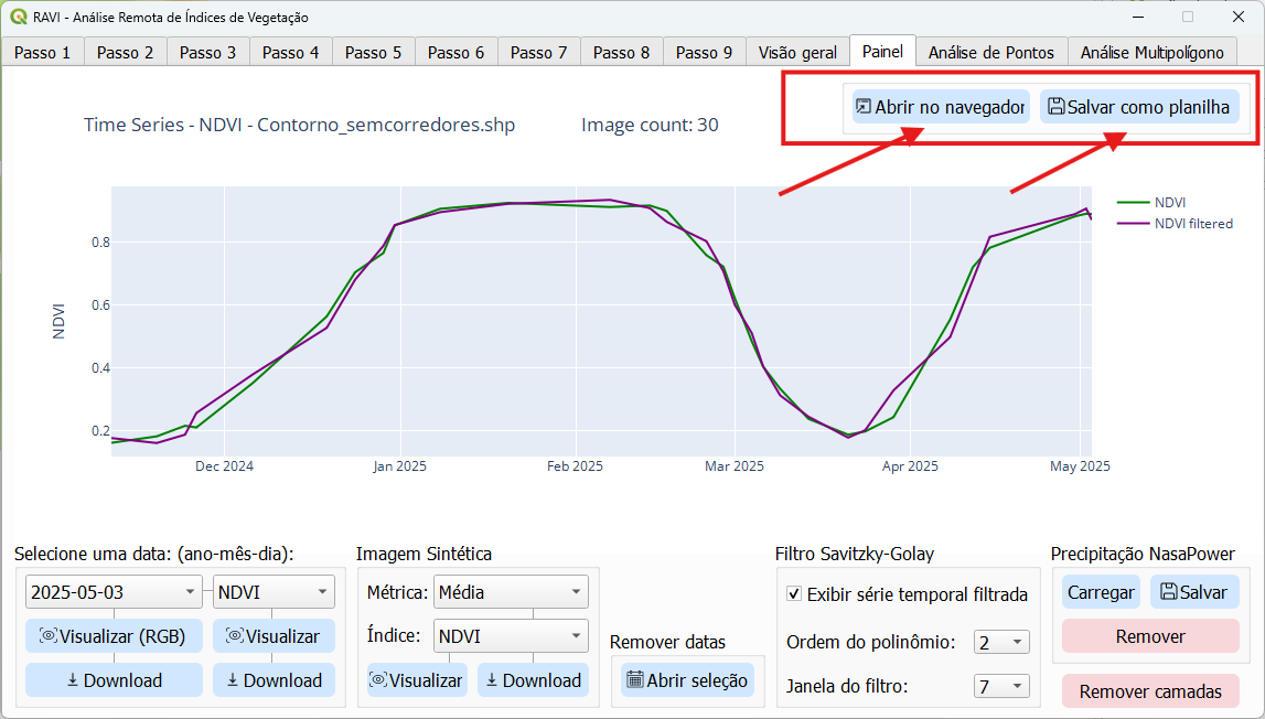 Interface de opções de salvamento