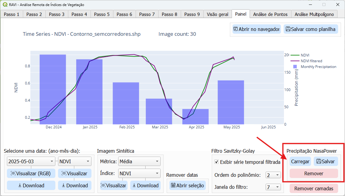 Visualização de dados de precipitação NASA POWER