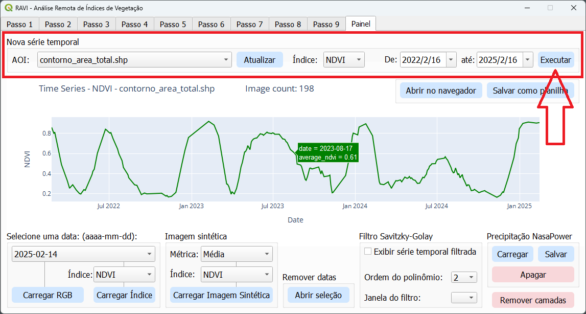 Interface para executar nova série rapidamente