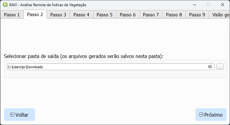 Diálogo de seleção de pasta para saída