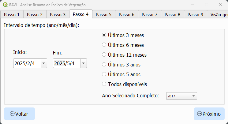 Interface de seleção de data para intervalo de tempo